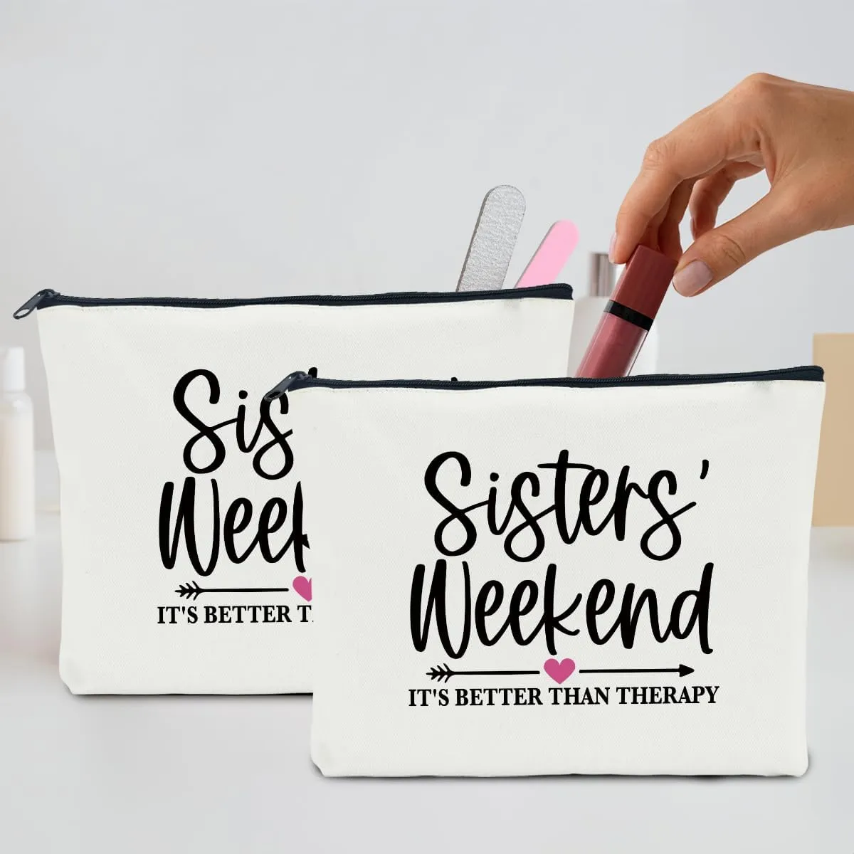 2 Pcs Girls Weekend Gifts for Women Girls Trip Gifts Favors Makeup Bag Cosmetic Bag Bestie Gifts Weekend Bag Coin Purse for Female Lady Girl Daughter Friend Coworker Vacation Christmas Birthday