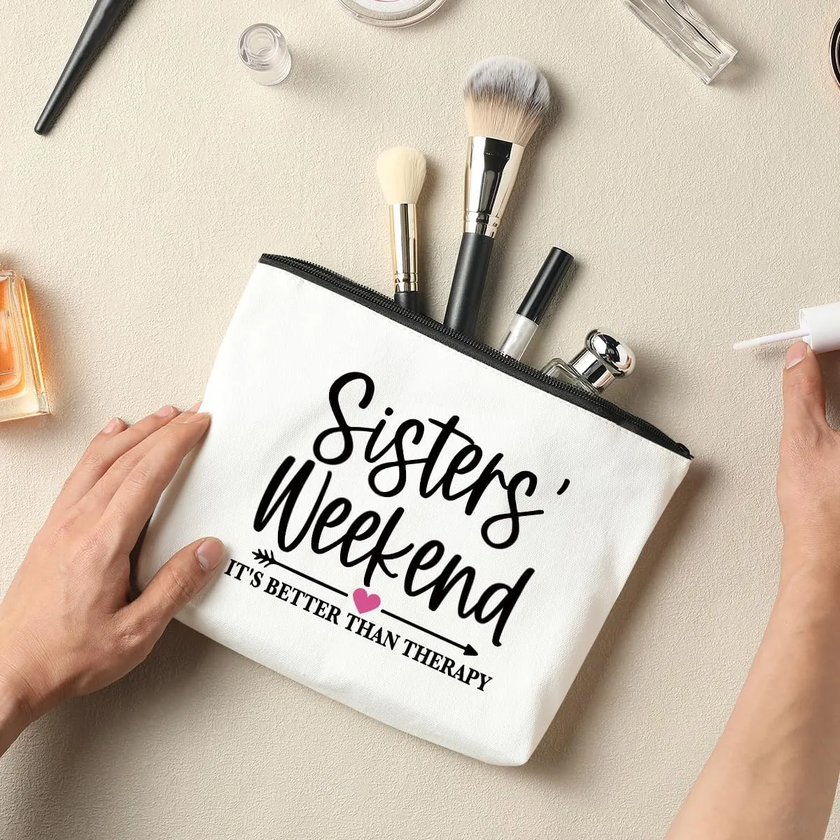2 Pcs Girls Weekend Gifts for Women Girls Trip Gifts Favors Makeup Bag Cosmetic Bag Bestie Gifts Weekend Bag Coin Purse for Female Lady Girl Daughter Friend Coworker Vacation Christmas Birthday