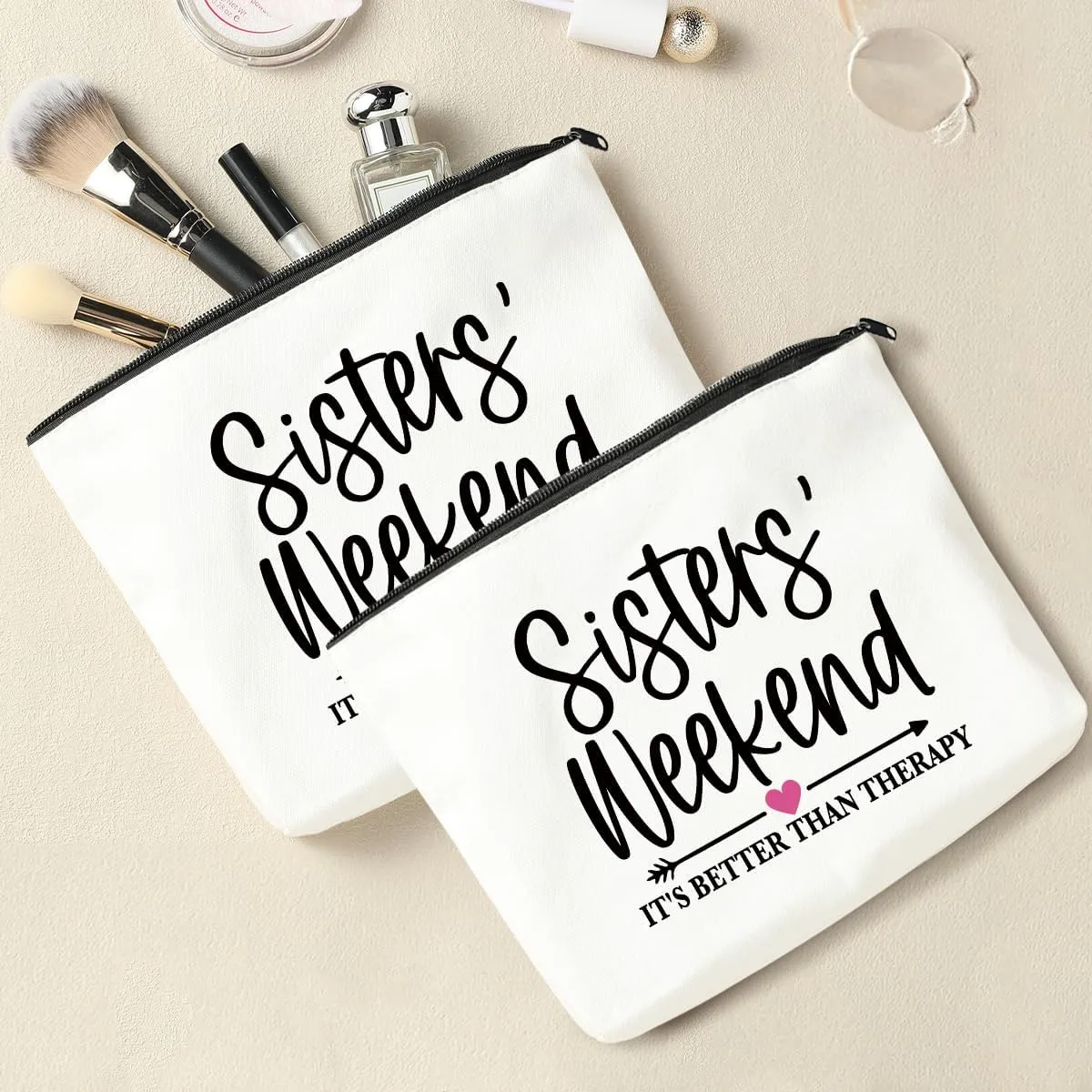 2 Pcs Girls Weekend Gifts for Women Girls Trip Gifts Favors Makeup Bag Cosmetic Bag Bestie Gifts Weekend Bag Coin Purse for Female Lady Girl Daughter Friend Coworker Vacation Christmas Birthday