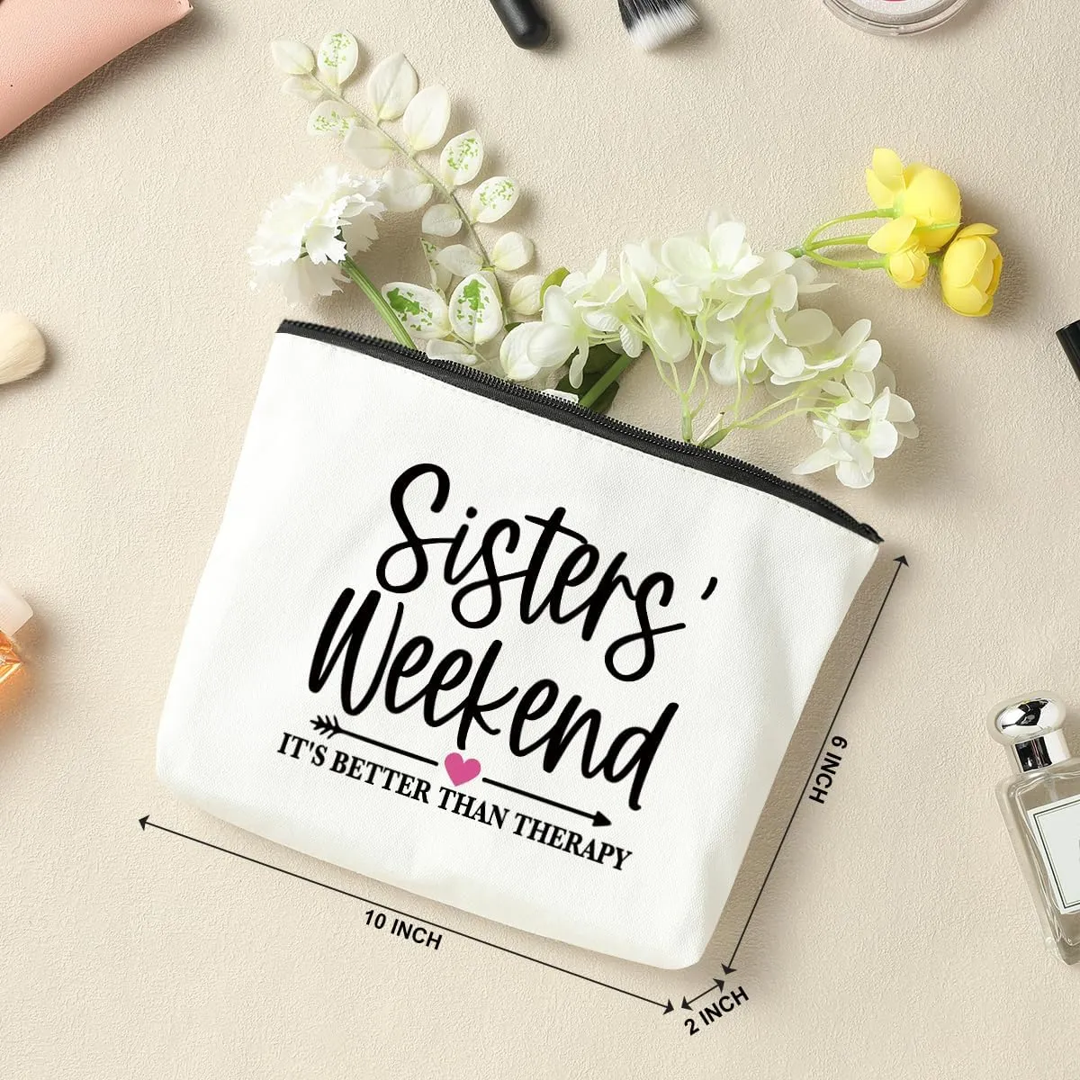 2 Pcs Girls Weekend Gifts for Women Girls Trip Gifts Favors Makeup Bag Cosmetic Bag Bestie Gifts Weekend Bag Coin Purse for Female Lady Girl Daughter Friend Coworker Vacation Christmas Birthday