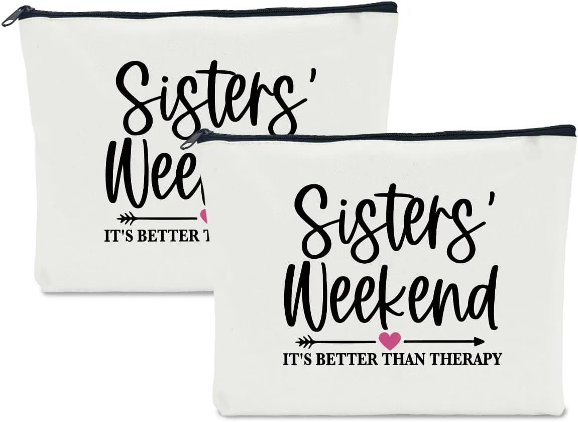 2 Pcs Girls Weekend Gifts for Women Girls Trip Gifts Favors Makeup Bag Cosmetic Bag Bestie Gifts Weekend Bag Coin Purse for Female Lady Girl Daughter Friend Coworker Vacation Christmas Birthday