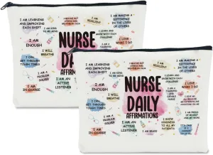 2 PCS Nurse Makeup Bag for Women - RN Appreciation Gift for Nursing, Medical Assistant Graduation, Retirement - Travel Toiletry Cosmetic Bag