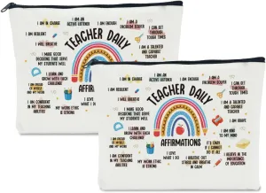 2 PCS Teacher Gifts Makeup Bag - Teacher Appreciation Gifts - Cosmetic & Travel Toiletry Bag