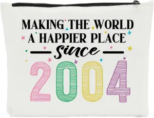 21th Birthday Gifts for gril, Funny 21 Year Old Makeup Bag, Thank You for Being Awesome Makeup Bags for gril, Her, Sister, Daughter, Niece, Making The World a Better Place Since 2004