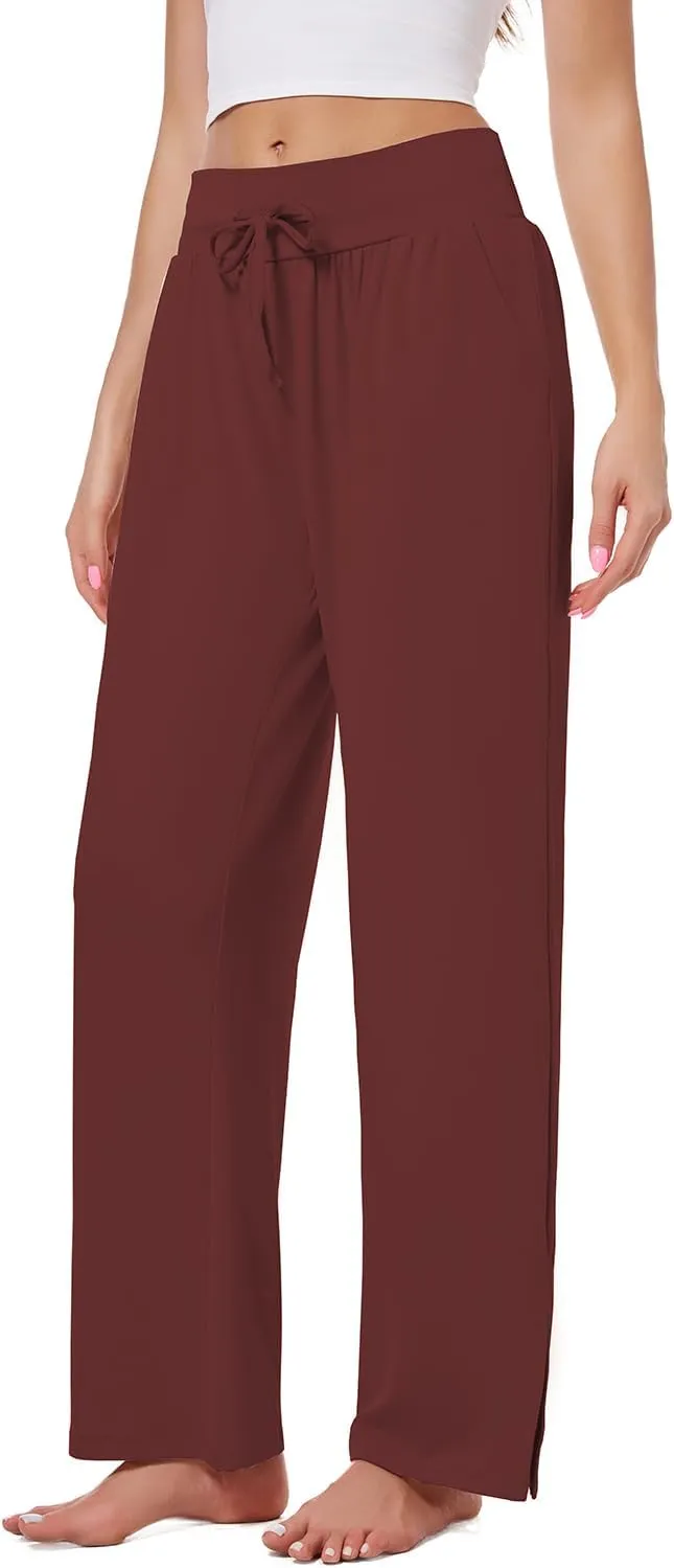 3 Pack Women's Lounge Pants Wide Leg Yoga Sweatpants with Pockets High Waisted Drawstring Lounge Loose Workout Jogger