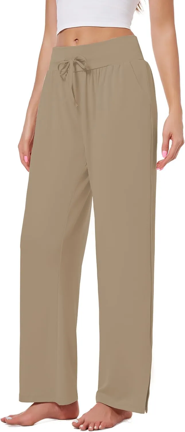 3 Pack Women's Lounge Pants Wide Leg Yoga Sweatpants with Pockets High Waisted Drawstring Lounge Loose Workout Jogger