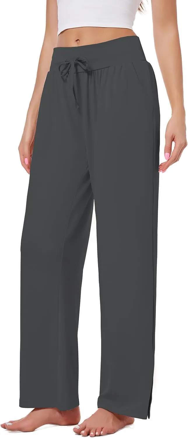 3 Pack Women's Lounge Pants Wide Leg Yoga Sweatpants with Pockets High Waisted Drawstring Lounge Loose Workout Jogger
