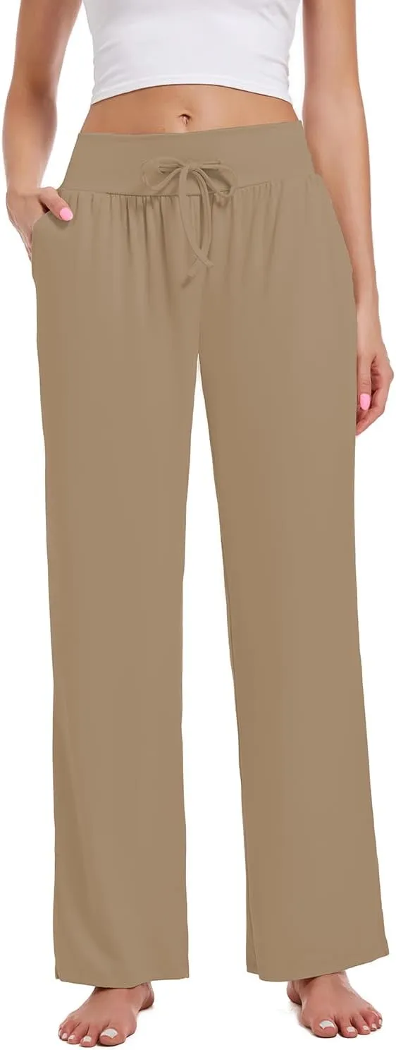 3 Pack Women's Lounge Pants Wide Leg Yoga Sweatpants with Pockets High Waisted Drawstring Lounge Loose Workout Jogger
