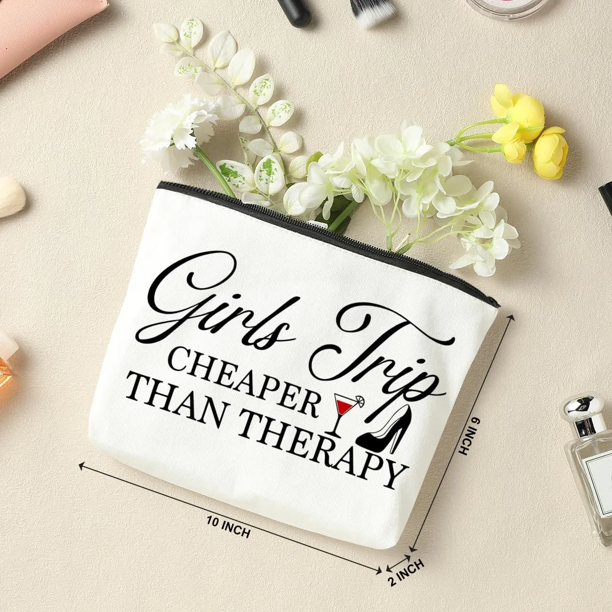 3 PCS Girls Trip Makeup Bag - Gifts for Women, Sister, Besties, Daughter - Weekend Vacation Bachelorette Party Cosmetic Bags - Christmas Favors