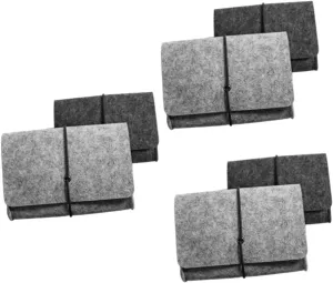 3sets Felt Case for Phone Electronics Accessories Bag Felt Pouch Portable Storage Organizer Dark Grey Light Grey Stylish 2pcs*3