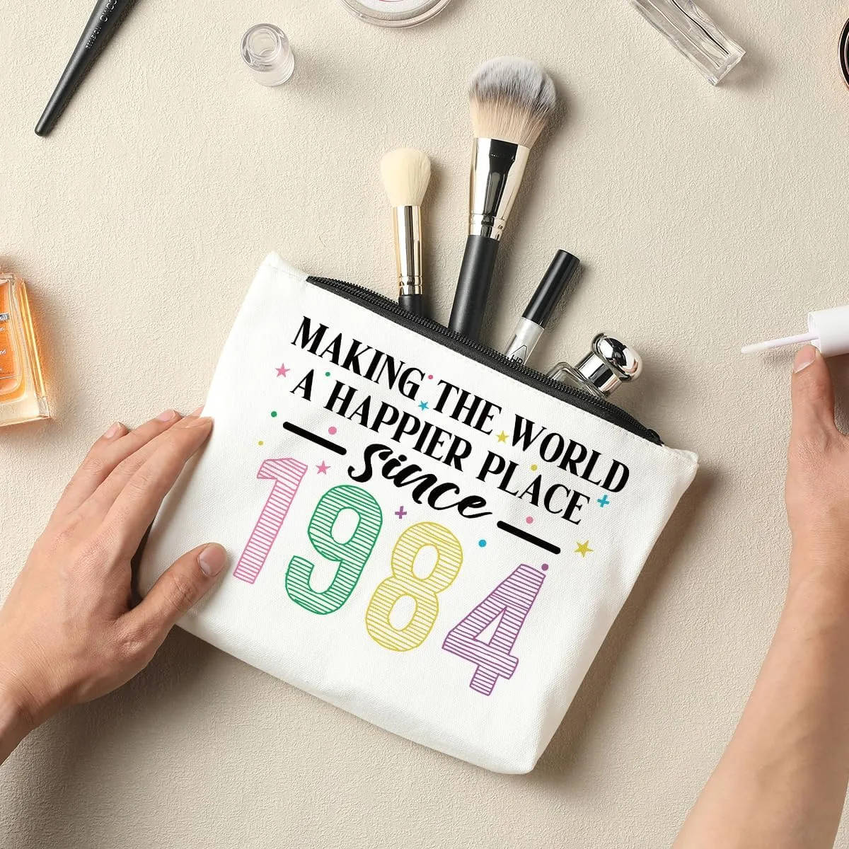 41th Birthday Gifts for Women Birthday Gift Bag Birthday Gifts for Best Friend Woman 41th Birthday Decorations Making The World A Better Place Since 1984 Cosmetic Bag for Beach Travel Essentials