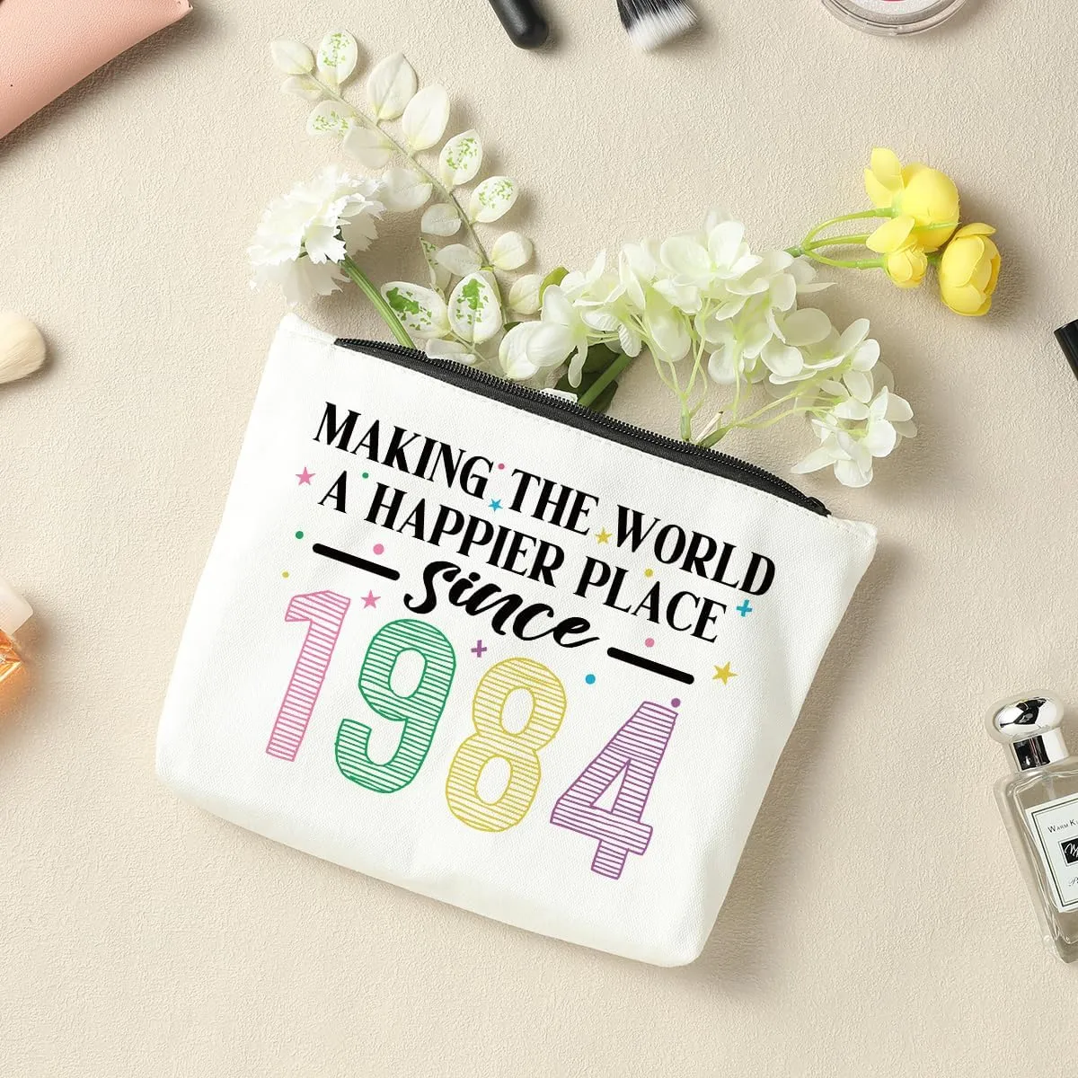41th Birthday Gifts for Women Birthday Gift Bag Birthday Gifts for Best Friend Woman 41th Birthday Decorations Making The World A Better Place Since 1984 Cosmetic Bag for Beach Travel Essentials
