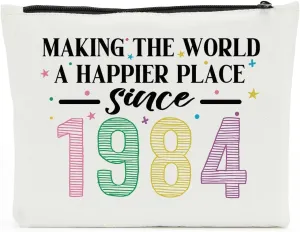 41th Birthday Gifts for Women Birthday Gift Bag Birthday Gifts for Best Friend Woman 41th Birthday Decorations Making The World A Better Place Since 1984 Cosmetic Bag for Beach Travel Essentials