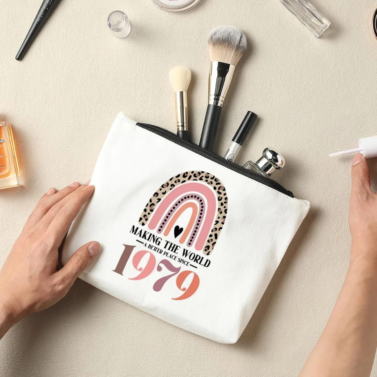 46th Birthday Gifts for Women-Making The World A Better Place Since 1979, 46 Years Old Makeup Bag Birthday for Friend, Mom, Sister, Wife, Aunt, Coworker, Thanksgiving Gifts for Her Travel Toiletry Bag