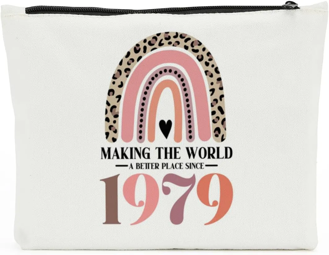 46th Birthday Gifts for Women-Making The World A Better Place Since 1979, 46 Years Old Makeup Bag Birthday for Friend, Mom, Sister, Wife, Aunt, Coworker, Thanksgiving Gifts for Her Travel Toiletry Bag