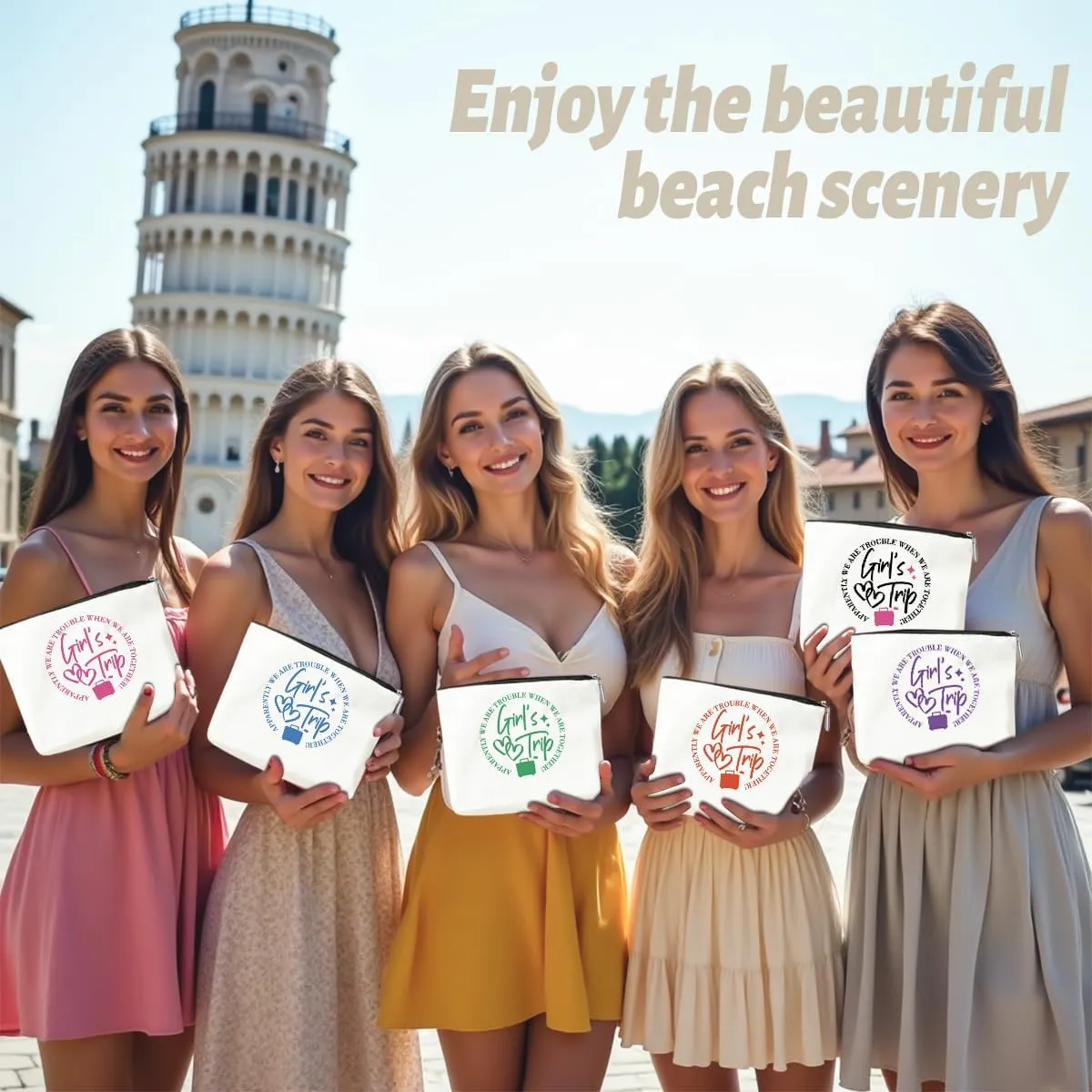 6Pcs Girls Trip Gifts Favors Girls Weekend Gifts for Women Makeup Bag Cosmetic Bag Girls Trip Essentials Weekend Bag Coin Purse for Friend Girl Lady Daughter Bestie Graduation Christmas Birthday