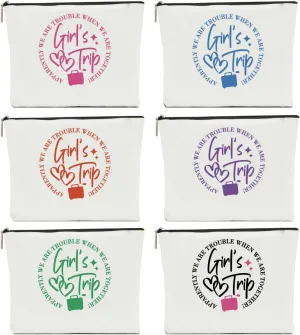 6Pcs Girls Trip Gifts Favors Girls Weekend Gifts for Women Makeup Bag Cosmetic Bag Girls Trip Essentials Weekend Bag Coin Purse for Friend Girl Lady Daughter Bestie Graduation Christmas Birthday