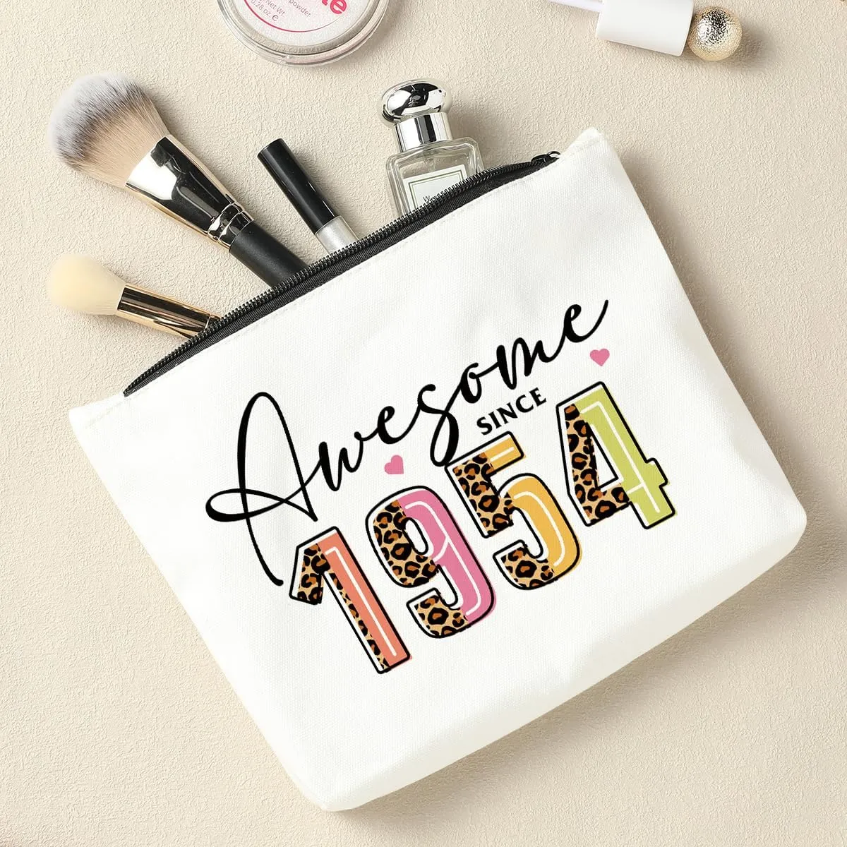 71th Birthday Gifts for Women, Gifts for 71 Year Old Woman Ideas, Happy 71th Birthday Cosmetic Bag, 71th Birthday Party Favors for Anniversary, Turning 71 Gift for Grandma Mom Aunt Leopard Makeup Bag