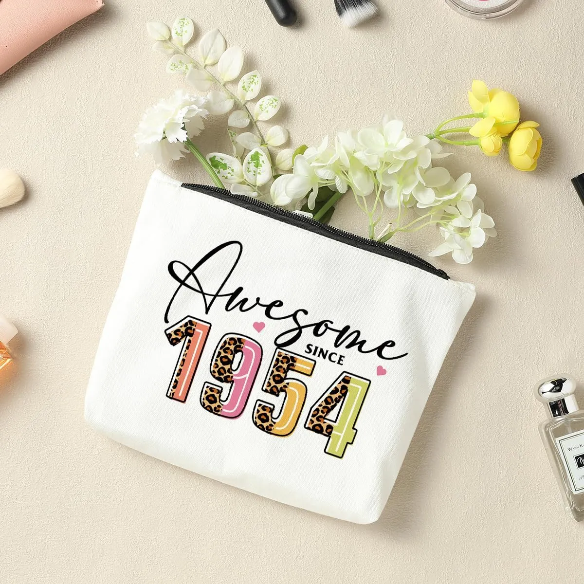 71th Birthday Gifts for Women, Gifts for 71 Year Old Woman Ideas, Happy 71th Birthday Cosmetic Bag, 71th Birthday Party Favors for Anniversary, Turning 71 Gift for Grandma Mom Aunt Leopard Makeup Bag
