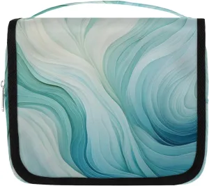 Abstract Blue Hanging Travel Toiletry Bag Kit Makeup Case Cosmetics Organizer Blue Gradient Toiletry Bag for Women Make up Accessories Shampoo Body Cream Brushes Set