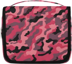 Abstract Camouflage Hanging Travel Toiletry Bag Kit Makeup Case Cosmetics Organizer Pinks Camo Toiletry Bag for Women Make up Accessories Shampoo Body Cream Brushes Set