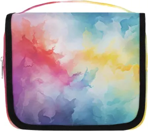 Abstract Colorful Smoke Hanging Travel Toiletry Bag Kit Makeup Case Cosmetics Organizer Colored Texture Toiletry Bag for Women Make up Accessories Shampoo Body Cream Brushes Set