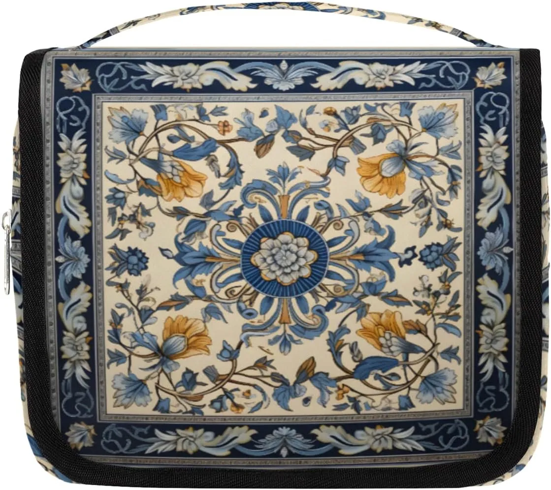 Abstract Flower Hanging Travel Toiletry Bag Kit Makeup Case Cosmetics Organizer Decorative Ornament Toiletry Bag for Women Make up Accessories Shampoo Body Cream Brushes Set
