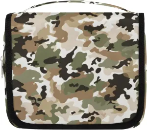 Abstract Military Hanging Travel Toiletry Bag Kit Makeup Case Cosmetics Organizer Brown Black Camouflage Toiletry Bag for Women Make up Accessories Shampoo Body Cream Brushes Set