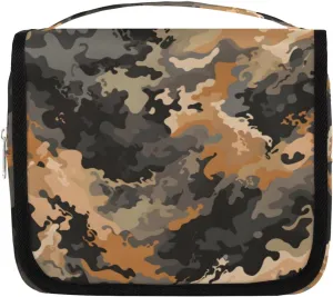 Abstract Military Hanging Travel Toiletry Bag Kit Makeup Case Cosmetics Organizer Camouflage Pattern Texture Toiletry Bag for Women Make up Accessories Shampoo Body Cream Brushes Set