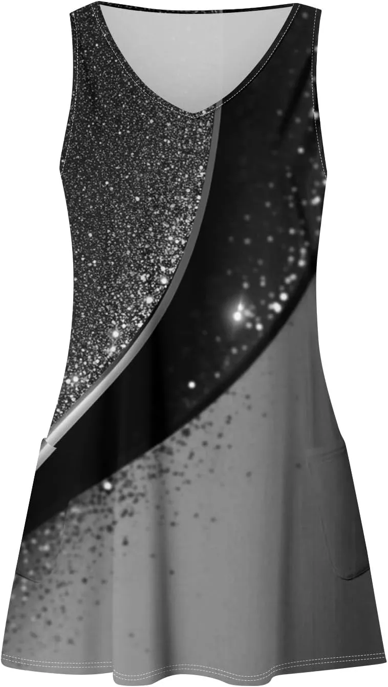 ADHOWBEW Beach Dresses for Women 2025 V Neck Tropical Elegant Casual Sleeveless Sexy Plus Size Flowy Dress