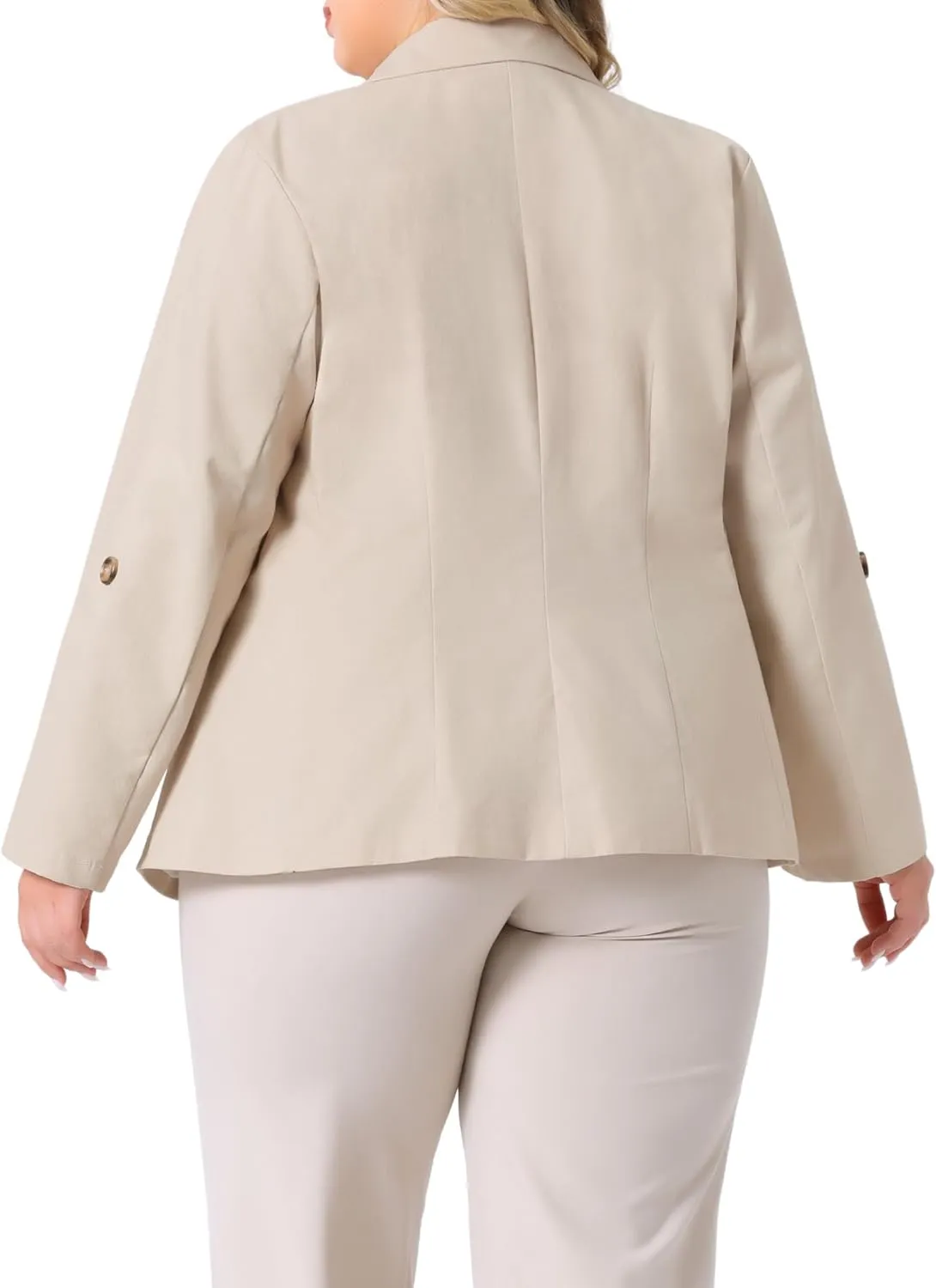 Agnes Orinda Women's Plus Size Linen Cotton Blazers Button Lightweight Office Work Business Suit Jackets