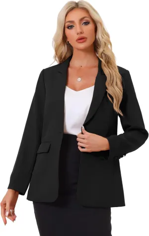 Allegra K Business Blazer for Women's One Button Open Front Work Office Suit Blazers