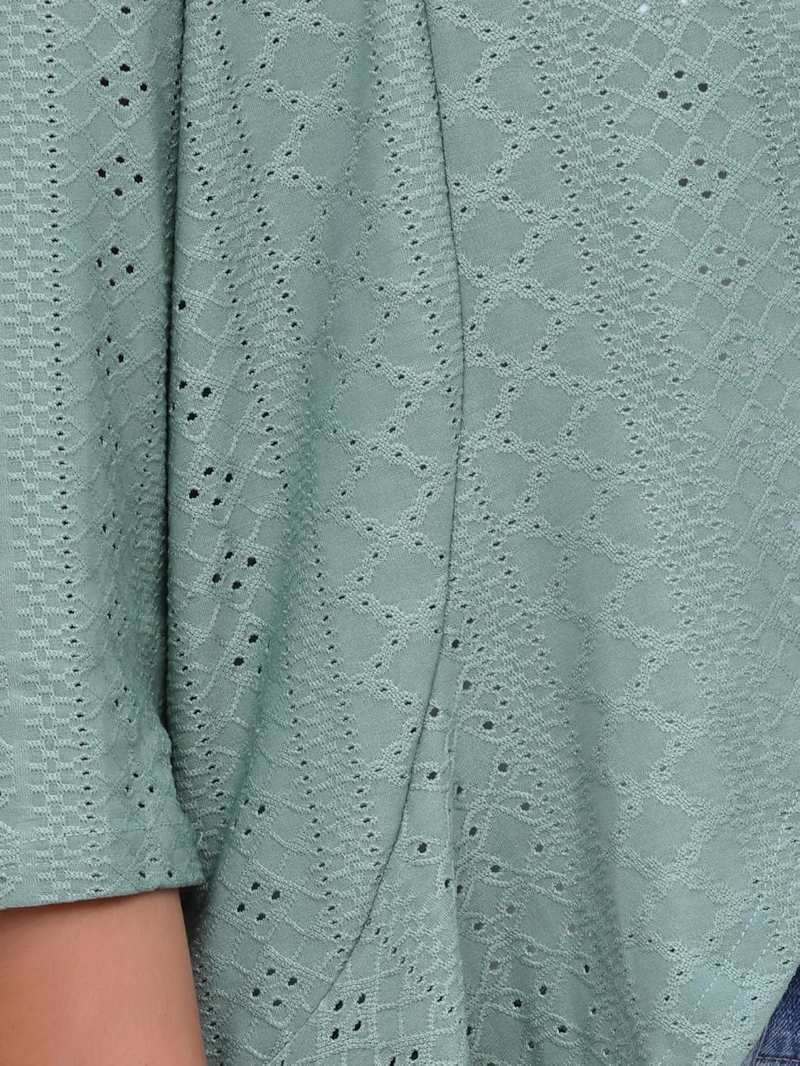Allegra K Women's Open Front Cardigan 3/4 Sleeve Draped Ruffles Eyelet Summer Cardigans