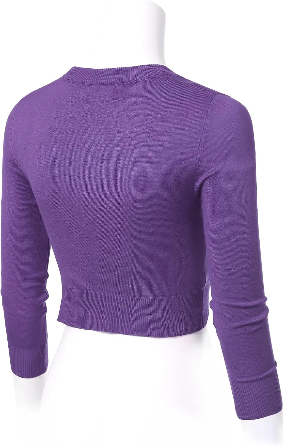 Allsense Women's 3/4 Sleeve Button-Down V-Neck Cropped Bolero Shrug Cardigan