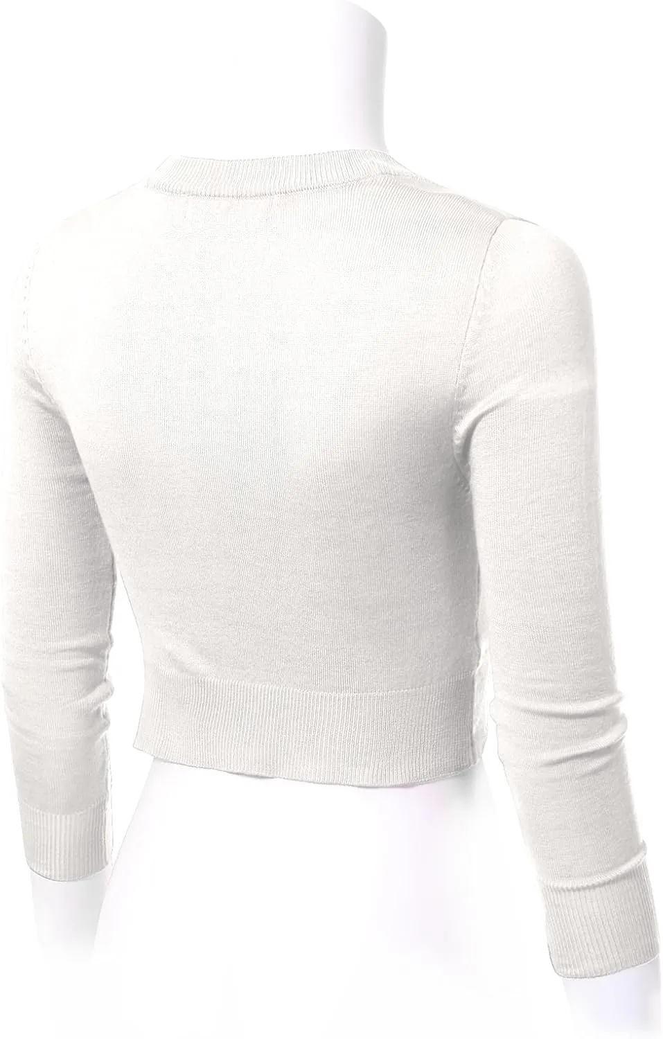 Allsense Women's 3/4 Sleeve Button-Down V-Neck Cropped Bolero Shrug Cardigan
