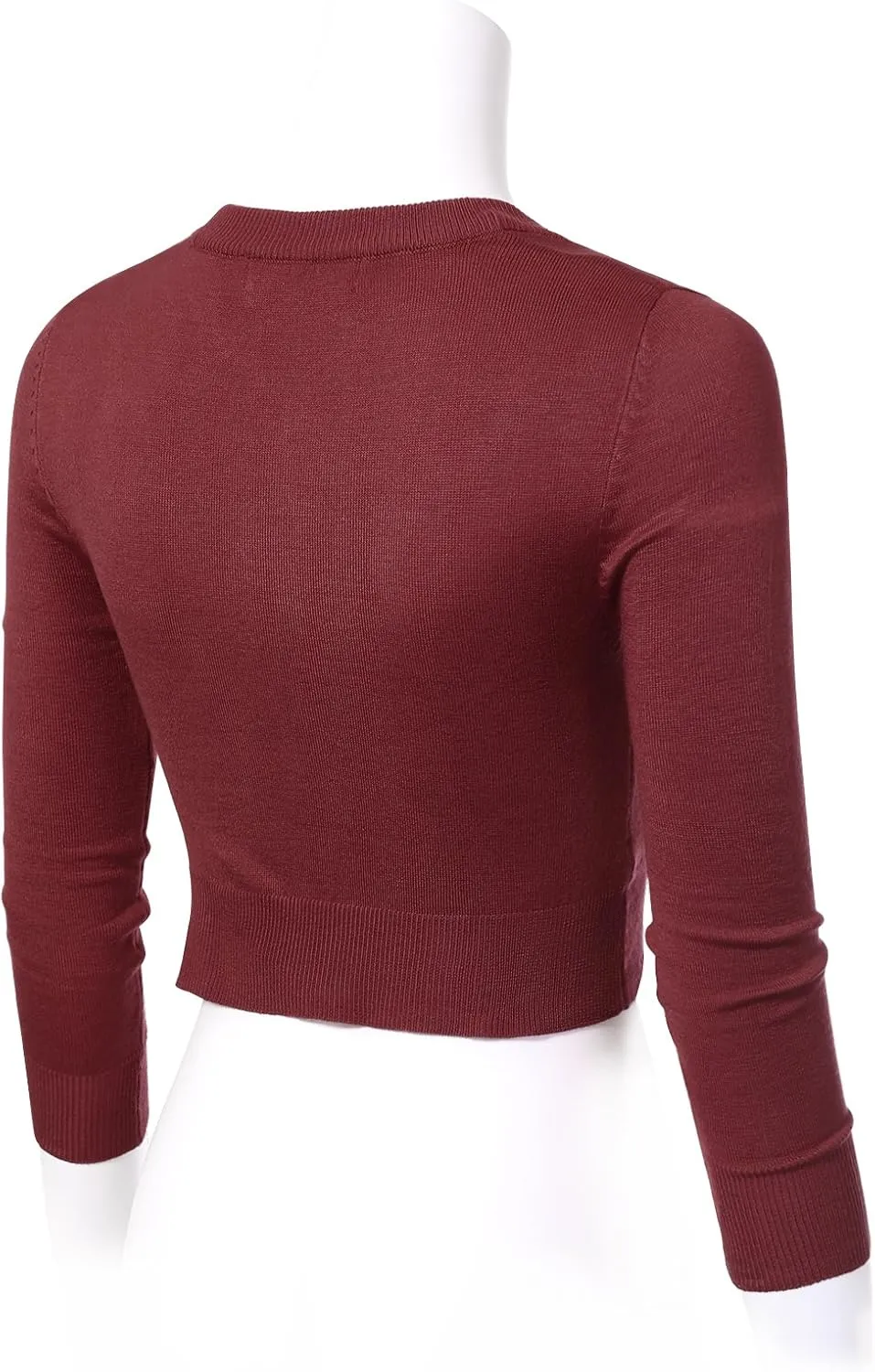 Allsense Women's 3/4 Sleeve Button-Down V-Neck Cropped Bolero Shrug Cardigan