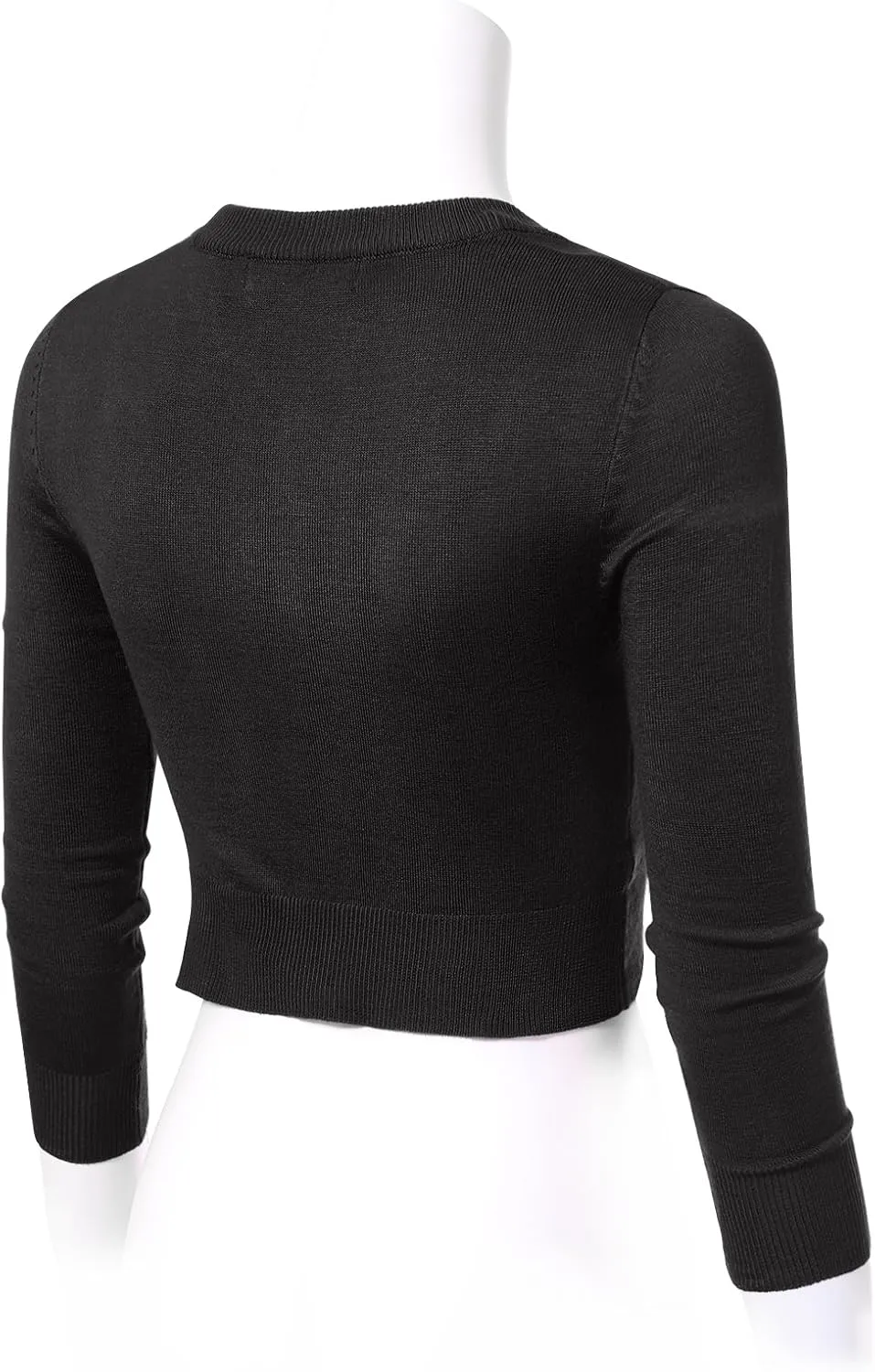 Allsense Women's 3/4 Sleeve Button-Down V-Neck Cropped Bolero Shrug Cardigan