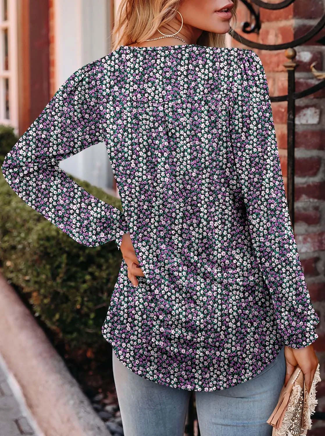 Angerella Long Sleeve Shirts for Women Comfy V Neck Fall Tops Dressy Casual Blouses Trendy Tunic Tops for Leggings S-3XL