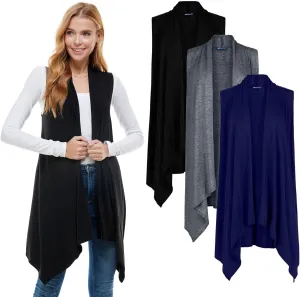 Azules 3 Pack Sleeveless Cardigan Vest for Women - Stylish Casual Womens Cardigans for Every Occasion