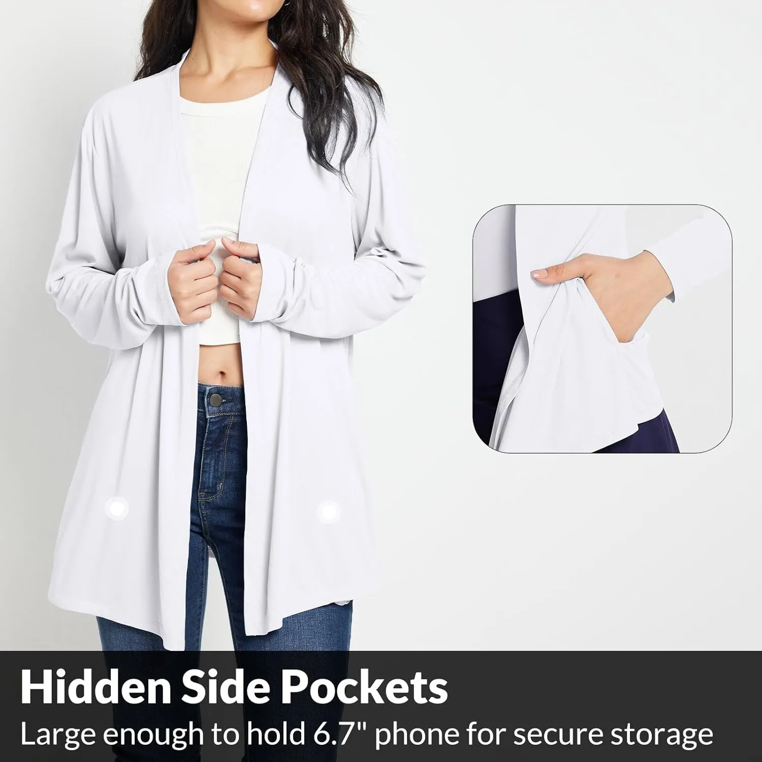 baleaf Women's Lightweight Cardigan with Pockets Long Sleeve Shirts Open Front Casual Loose Jackets Soft Drape
