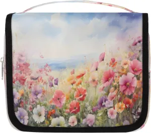 Beauty Floret Hanging Travel Toiletry Bag Kit Makeup Case Cosmetics Organizer Colorful Flowers Toiletry Bag for Women Make up Accessories Shampoo Body Cream Brushes Set
