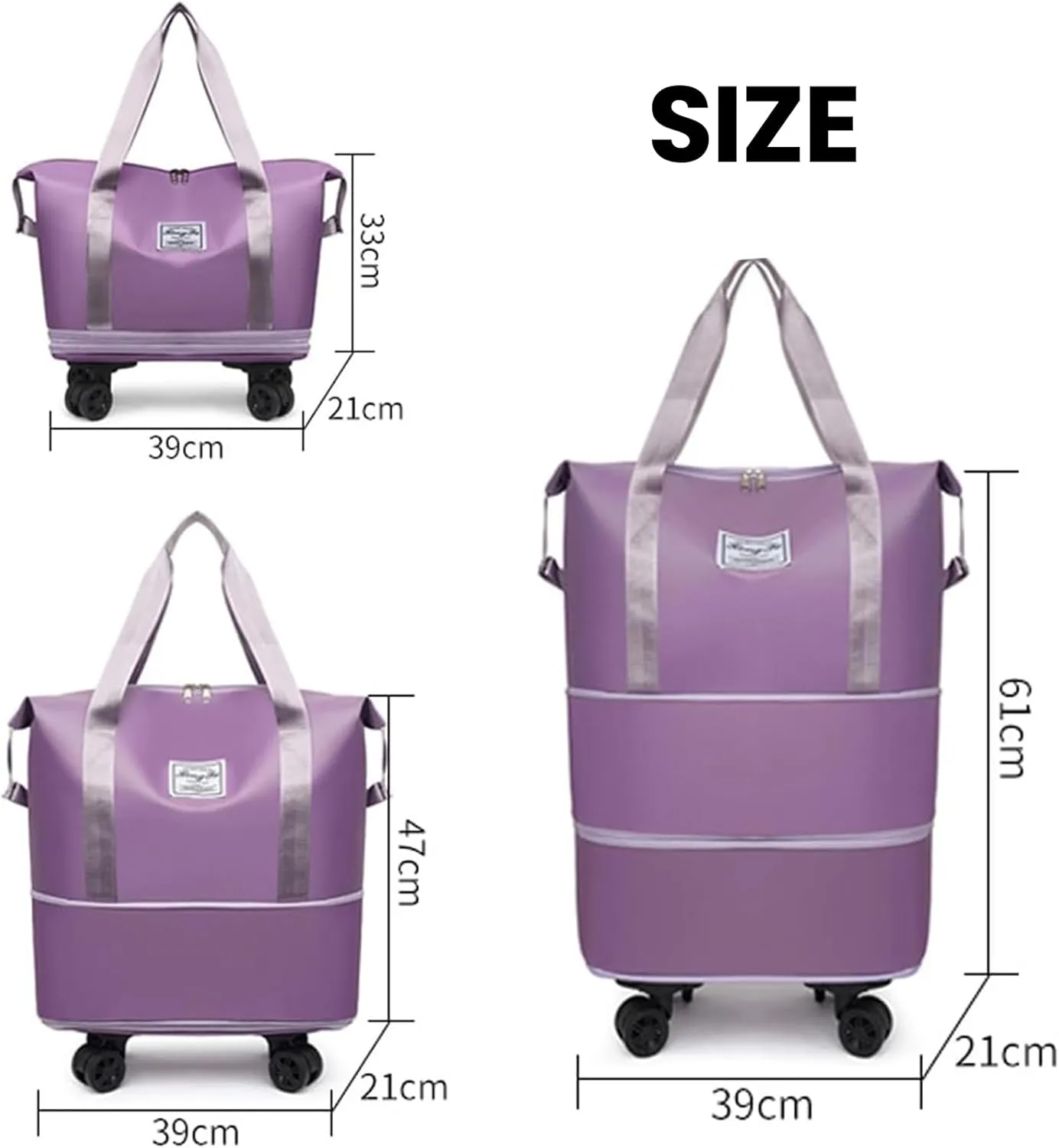Beente Travel Bag with Wheels-(2025 New Large Capacity Travel Bag - Universal Wheel Removable) (Green,Wheel-equipped)