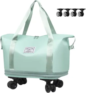 Beente Travel Bag with Wheels-(2025 New Large Capacity Travel Bag - Universal Wheel Removable) (Green,Wheel-equipped)