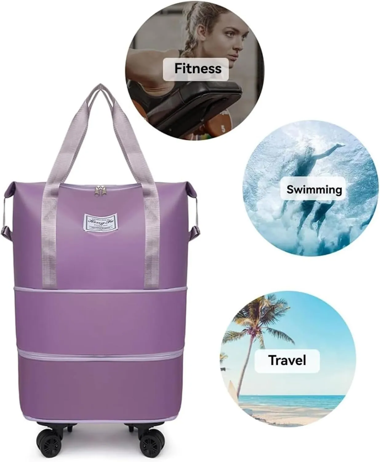 Beente Travel Bag with Wheels-(2025 New Large Capacity Travel Bag - Universal Wheel Removable) (Green,Wheel-equipped)