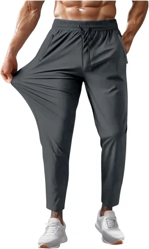 Beeswan Pants Mens Stretch Active Ice Silk Trousers Elastic Athletic Pants Drawstring Lounge Jogging Pant with Pocket