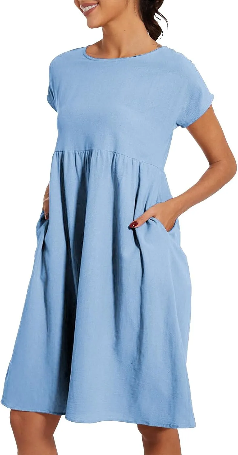 Boho Linen Dress Women Maxi Summer Beach Desses 2025 Dressy Casual Vacation Loose Sundresses Plus Size Spring Outfits