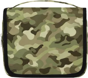 Camouflage Hanging Travel Toiletry Bag Kit Makeup Case Cosmetics Organizer Camo Military Texture Toiletry Bag for Women Make up Accessories Shampoo Body Cream Brushes Set