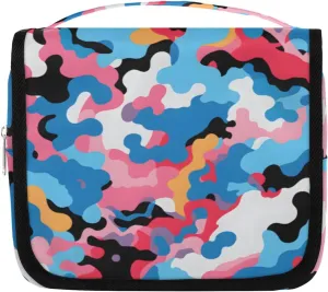 Camouflage Hanging Travel Toiletry Bag Kit Makeup Case Cosmetics Organizer Colorful Camouflage Skin Toiletry Bag for Women Make up Accessories Shampoo Body Cream Brushes Set