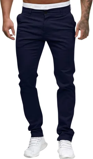 Cargo Pants for Men, Slim Fit Full Length Trousers, Casual Solid Mid Waist Pocket Fashion Workout Pants Streetwear