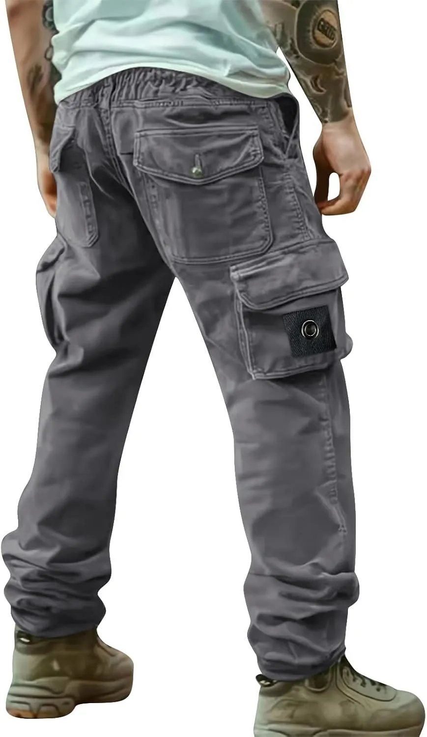 Cargo Work Pants Men Outdoor Hiking Travel Regular Fit Fall Pants Casual Straight Legs Trousers with Multi Pockets